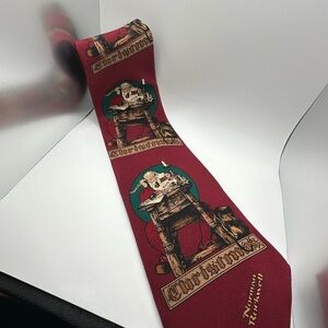 Norman Rockwell Christmas Tie Santa Claus Desk Nice Naughty List Necktie 57x4"